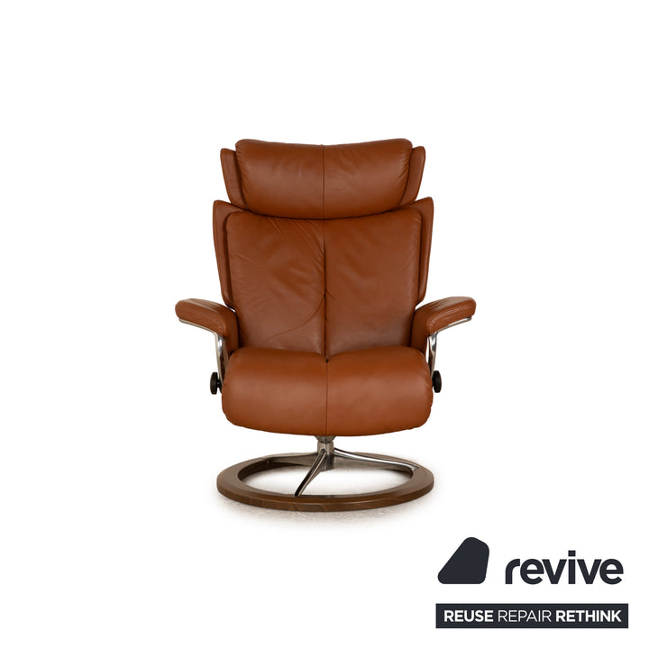 Stressless Magic Leder Sessel Braun manuelle Funktion inkl. Hocker