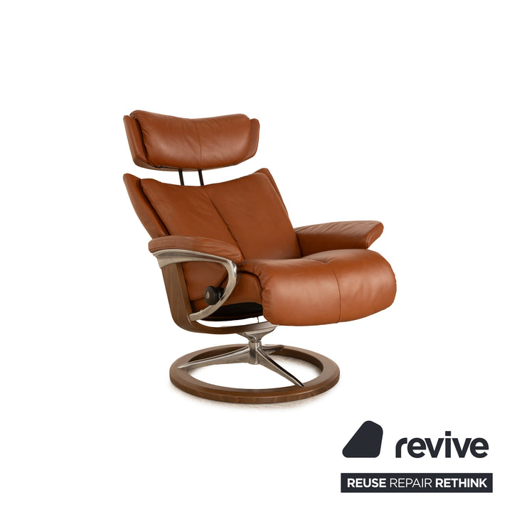 Stressless Magic Leder Sessel Braun manuelle Funktion inkl. Hocker