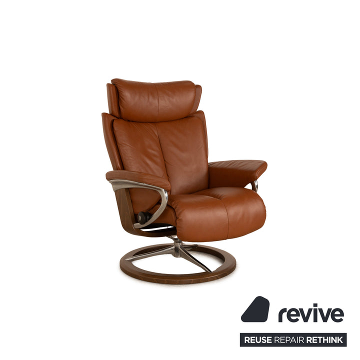 Stressless Magic Leder Sessel Braun manuelle Funktion inkl. Hocker