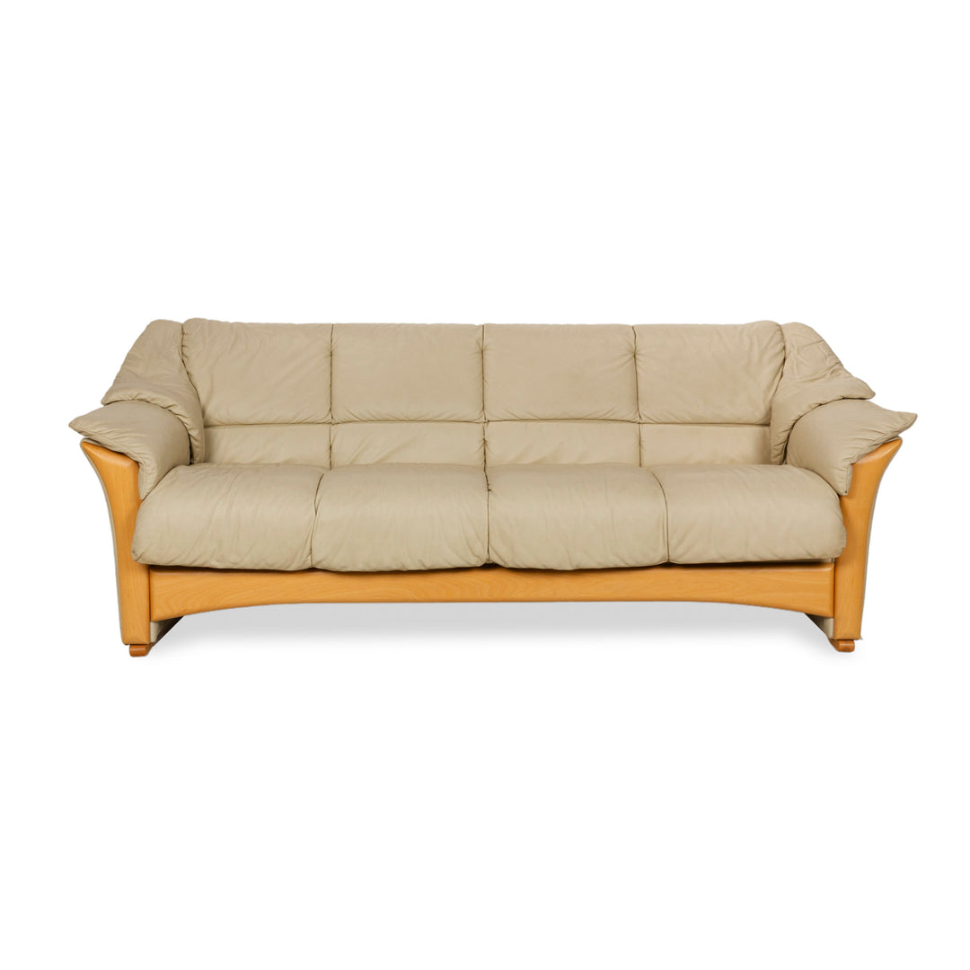 Stressless Oslo Leather Three-Seater Beige Sofa Couch