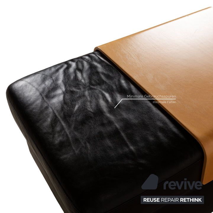 Ensemble de canapé en cuir Stressless Paradise, tabouret noir, canapé trois places