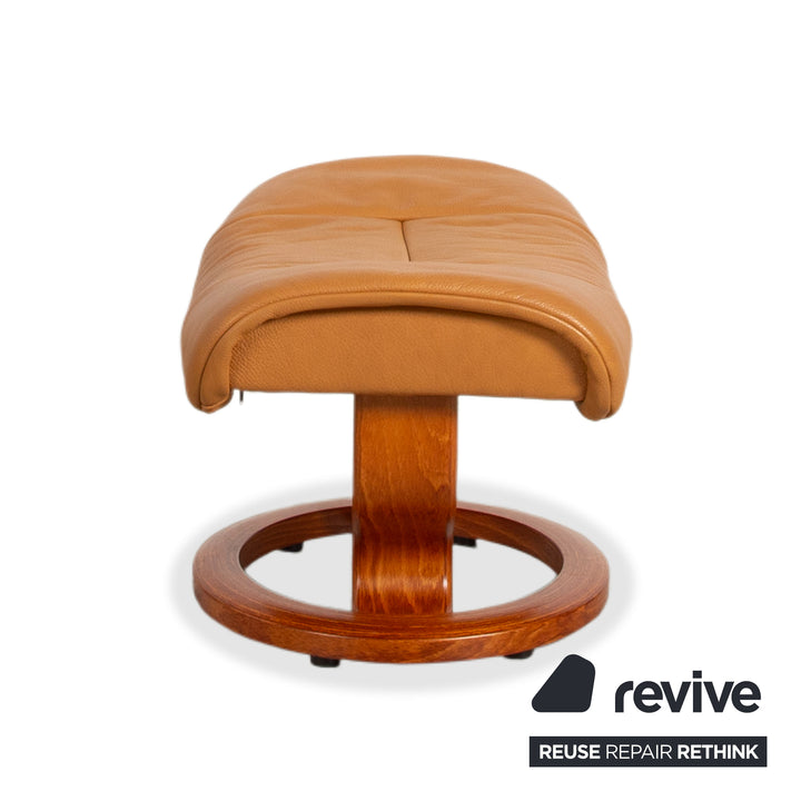 Stressless Reno Leather Recliner Brown Orange Cognac Manual Function incl. Ottoman
