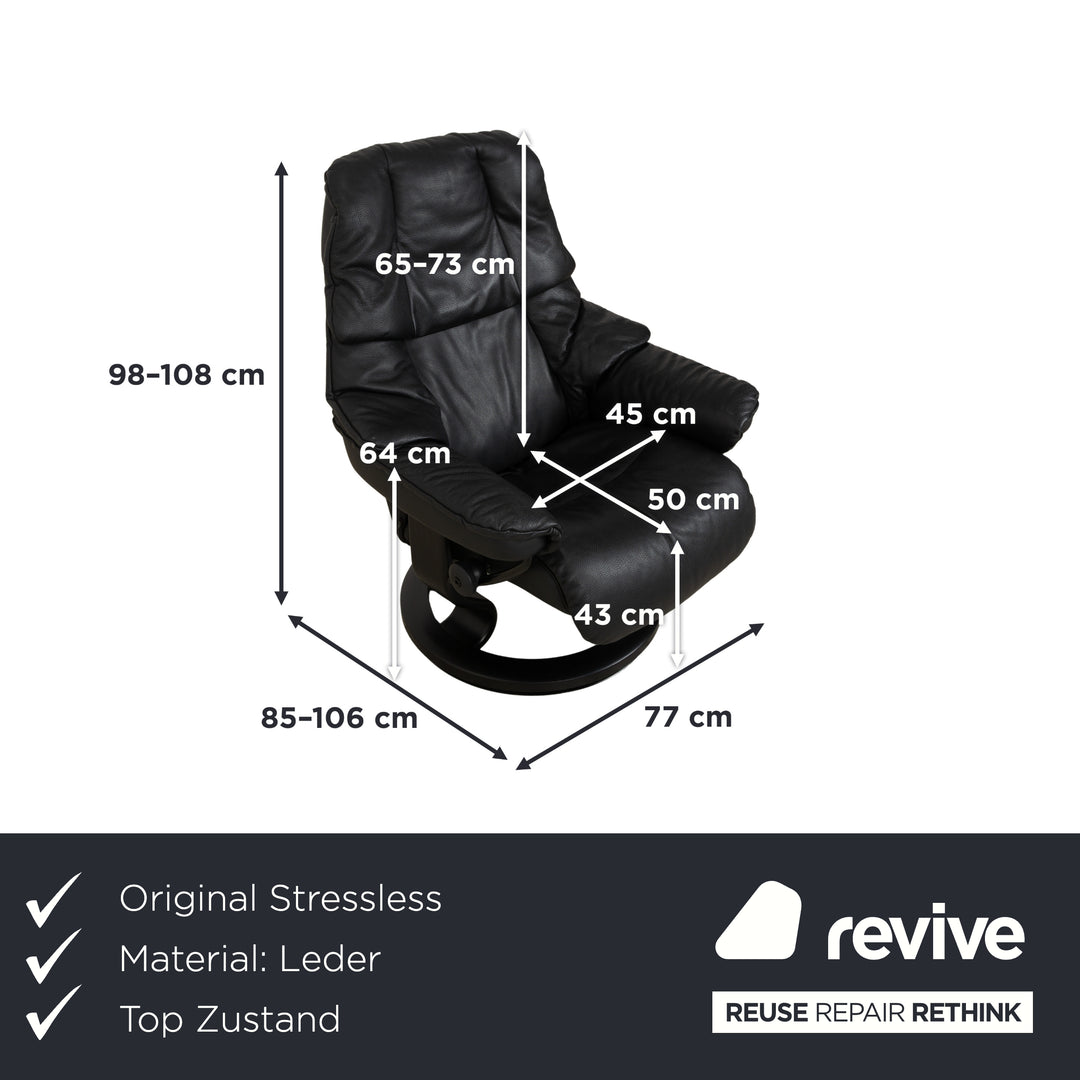 Stressless Reno Leder Sessel Schwarz manuelle Funktion
