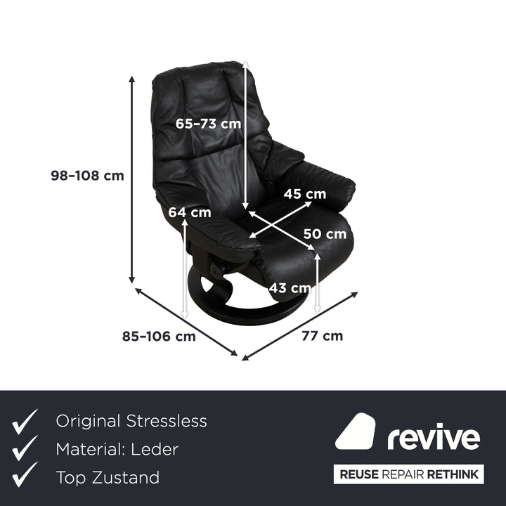 Stressless Reno Leder Sessel Schwarz manuelle Funktion