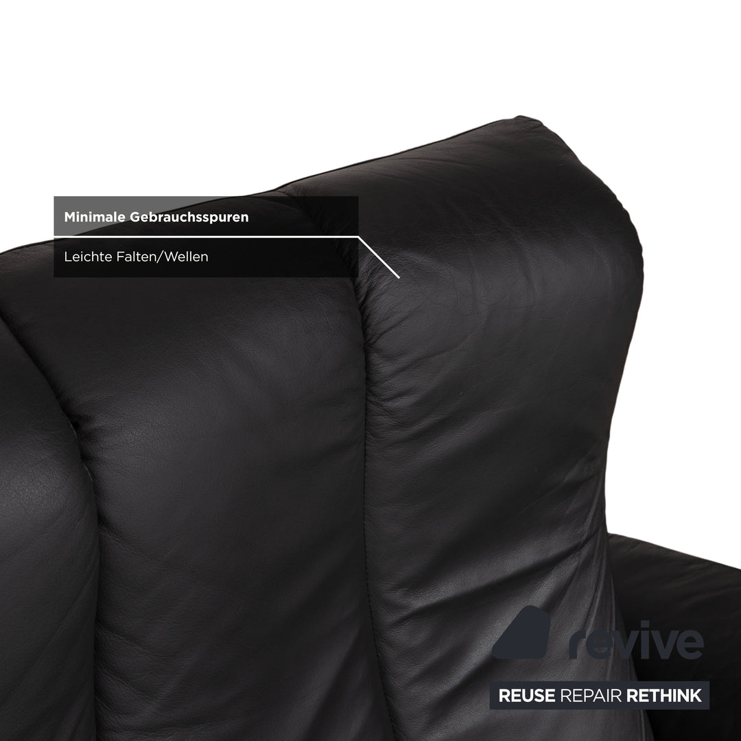 Stressless Soul Leather Two-Seater Dark Grey Anthracite Manual Function Sofa Couch
