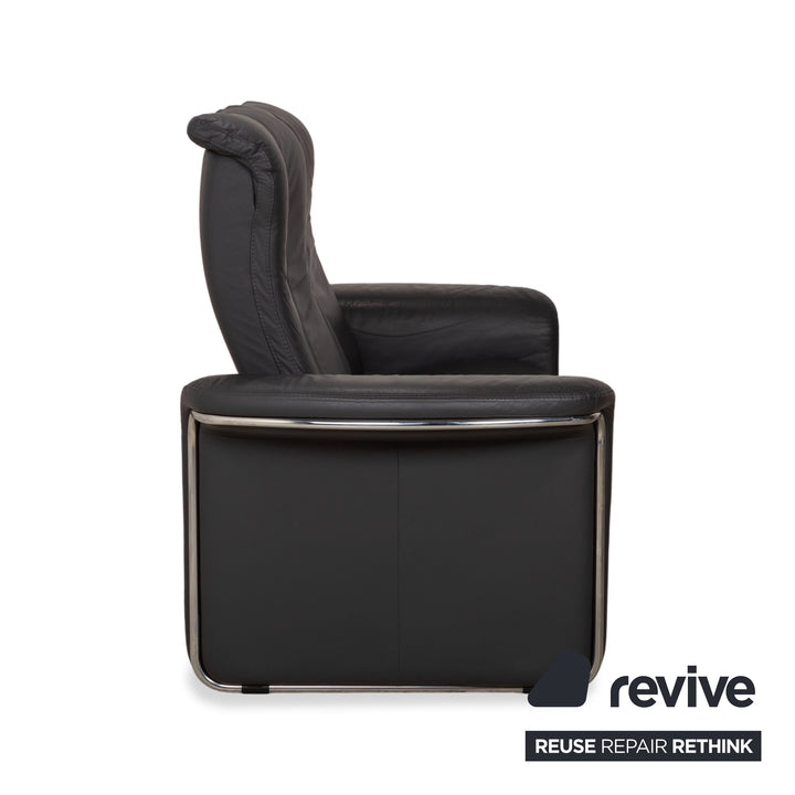 Stressless Soul Leather Two-Seater Dark Grey Anthracite Manual Function Sofa Couch