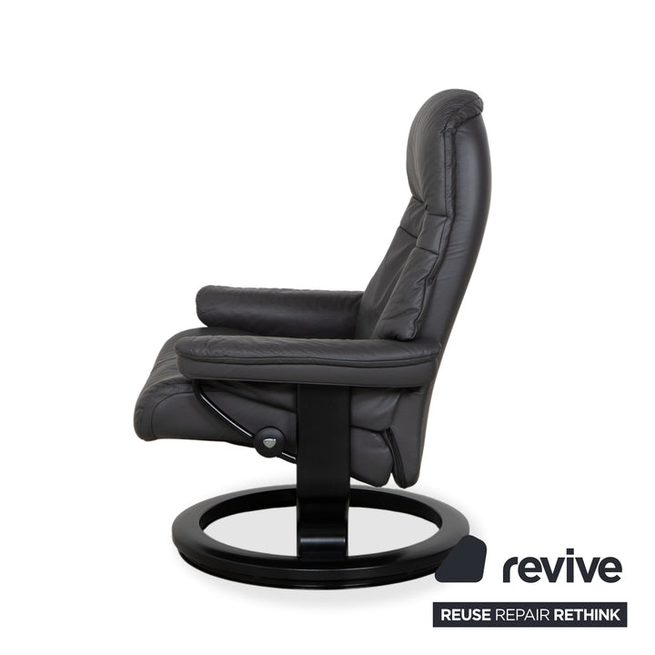 Stressless Sunrise Leather Recliner Dark Grey Anthracite Graphite Manual Function