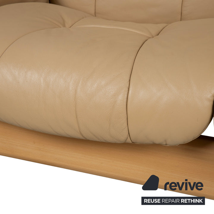 Stressless Windsor Dreisitzer Leder Holz Sofa Beige Creme
