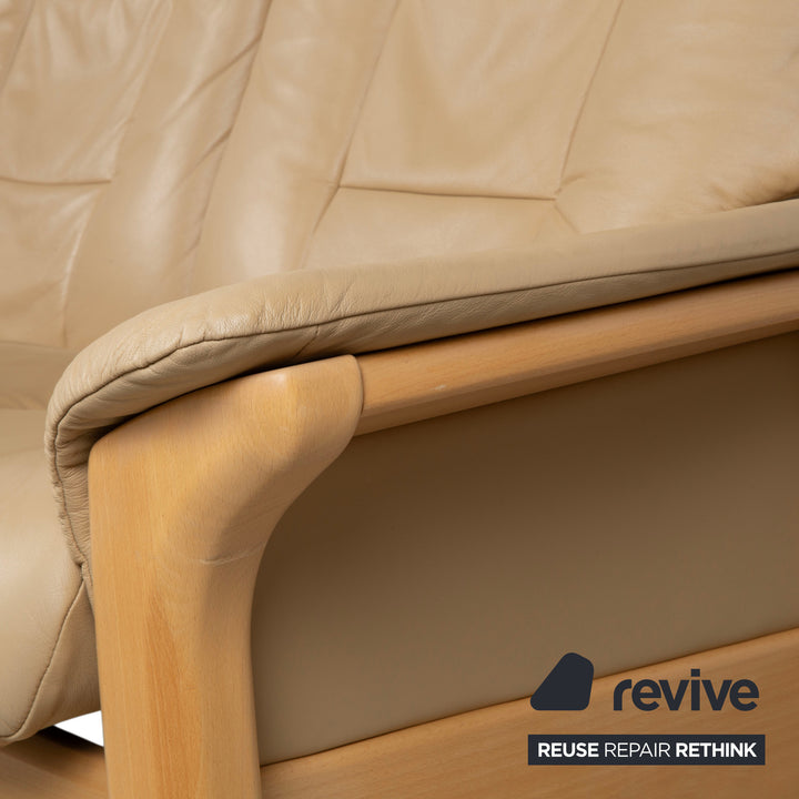 Stressless Windsor Dreisitzer Leder Holz Sofa Beige Creme