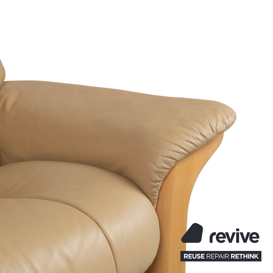 Stressless Windsor Dreisitzer Leder Holz Sofa Beige Creme