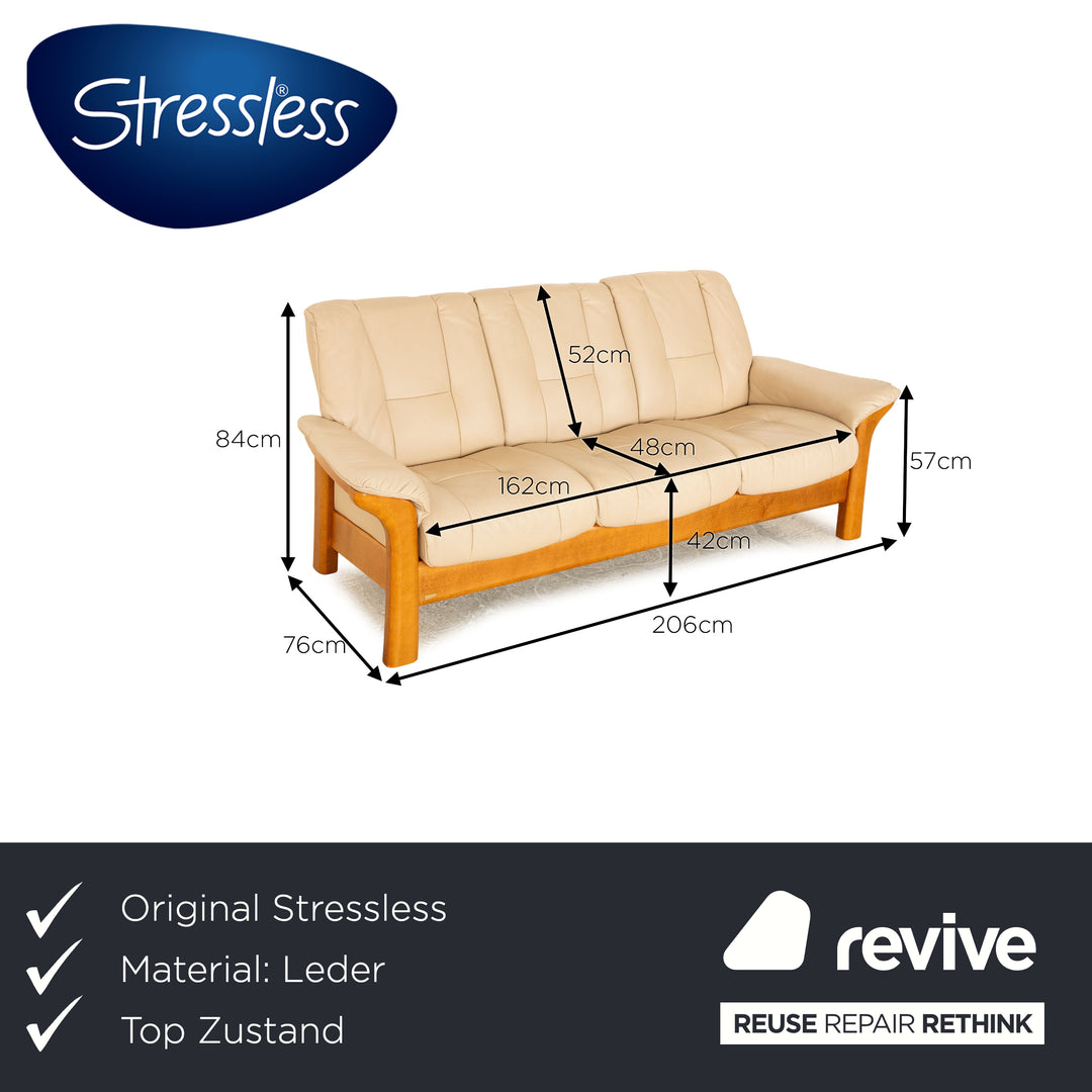 Stressless Windsor Leder Dreisitzer Beige Sofa Couch