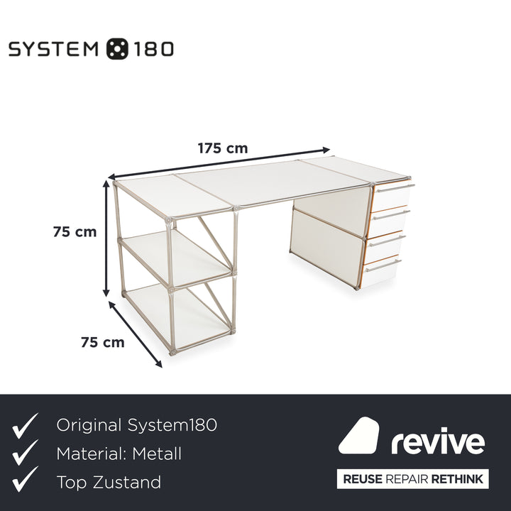 System180 Metal Desk White Home Office Wood
