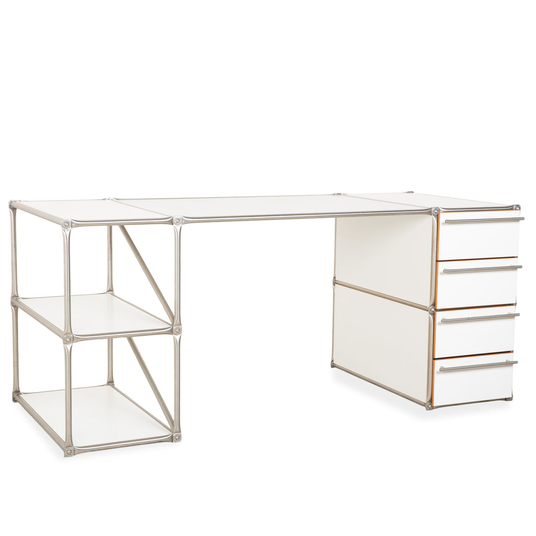System180 Metal Desk White Home Office Wood