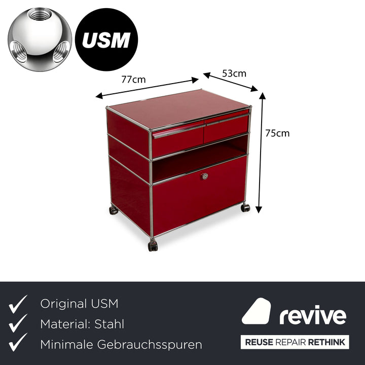 USM Haller Stahl Sideboard Rot Rollcontainer