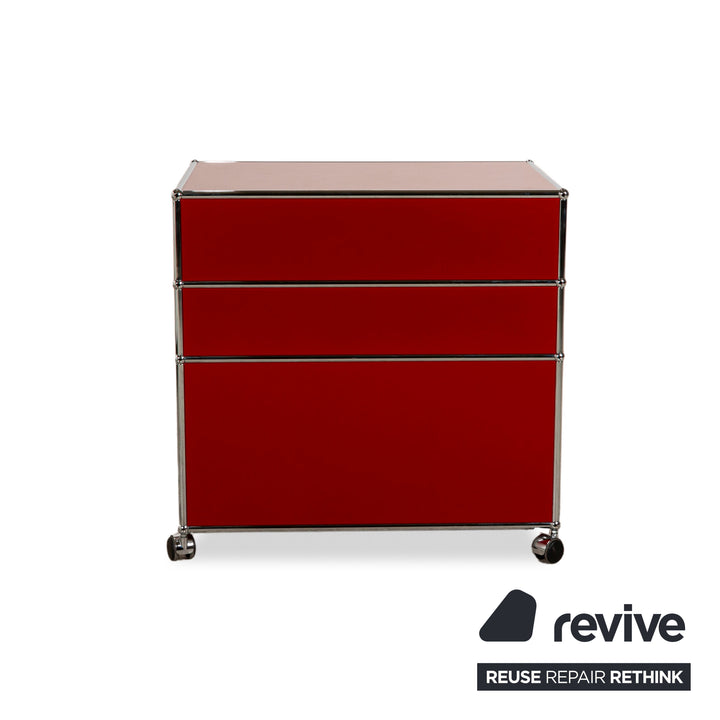 USM Haller Stahl Sideboard Rot Rollcontainer