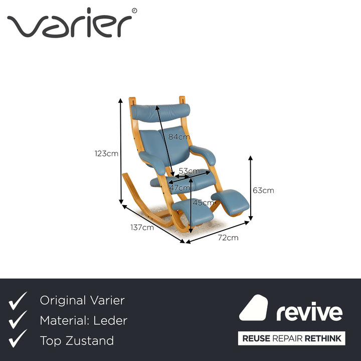 Varier Gravity Balans Leather Armchair Light Blue