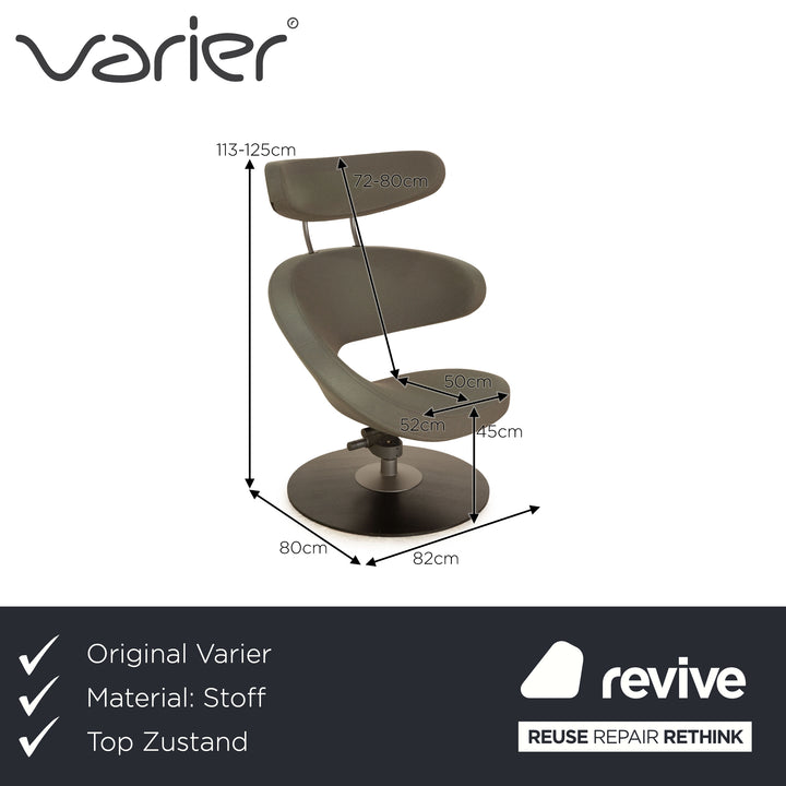 Fauteuil en tissu Varier Peel gris fonction manuelle avec tabouret