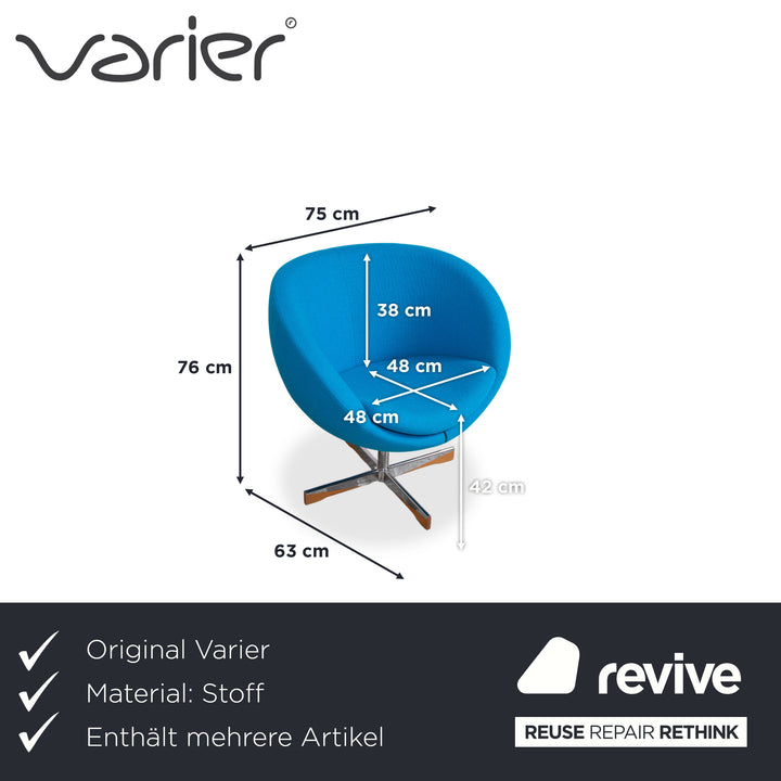 Varier Planet 2x Stoff Sessel Blau Dunkelblau Hellblau Türkis Drehfunktion