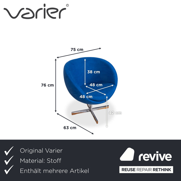 Varier Planet 2x Stoff Sessel Blau Dunkelblau Hellblau Türkis Drehfunktion