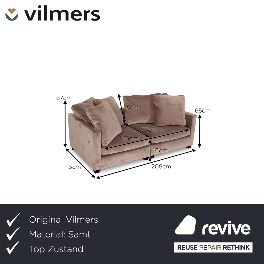 Vilmers Viking Velvet Sofa Beige Two Seater Couch