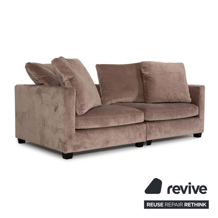 Vilmers Viking Samt Sofa Beige Zweisitzer Couch