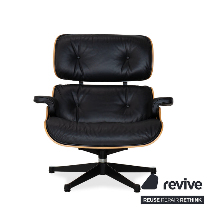 Vitra Eames Lounge Chair incl. Ottoman, Leather, Black, Wood, Red, Brown, Cherry, Charles &amp; Ray Eames