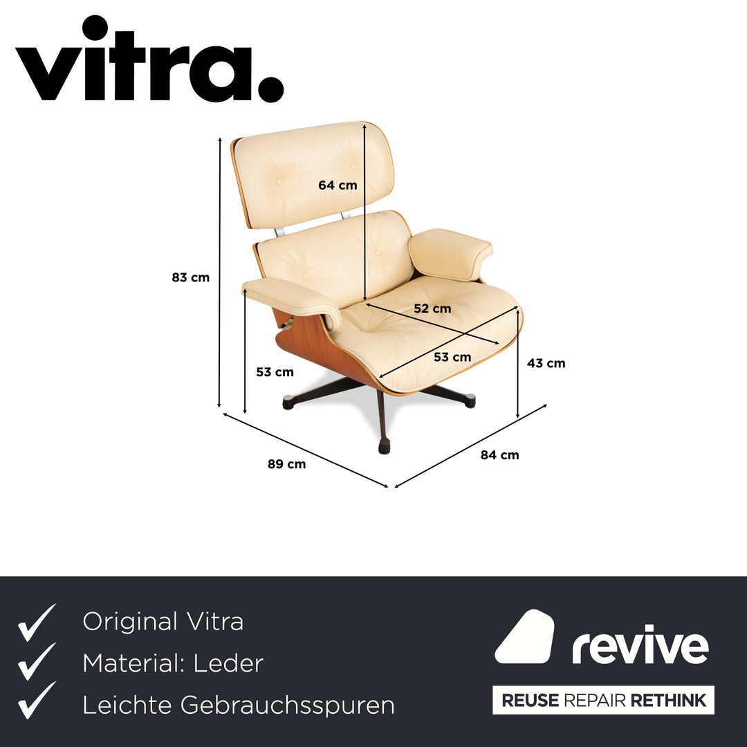 Vitra Eames Lounge Chair Leather Cream Beige including Ottoman