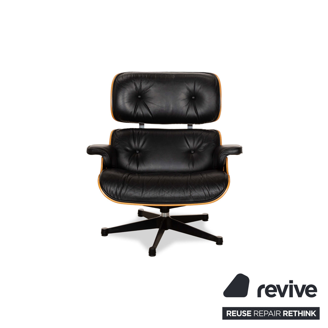Fauteuil Lounge en Cuir Eames Vitra Bois Noir Marron