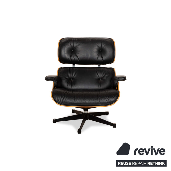 Fauteuil Lounge en Cuir Eames Vitra Bois Noir Marron