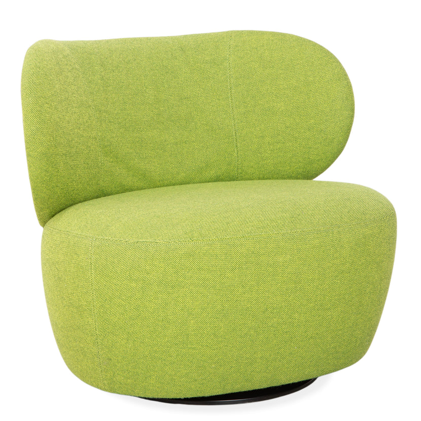 Fauteuil pivotant Walter Knoll Bao en tissu et cuir vert et marron