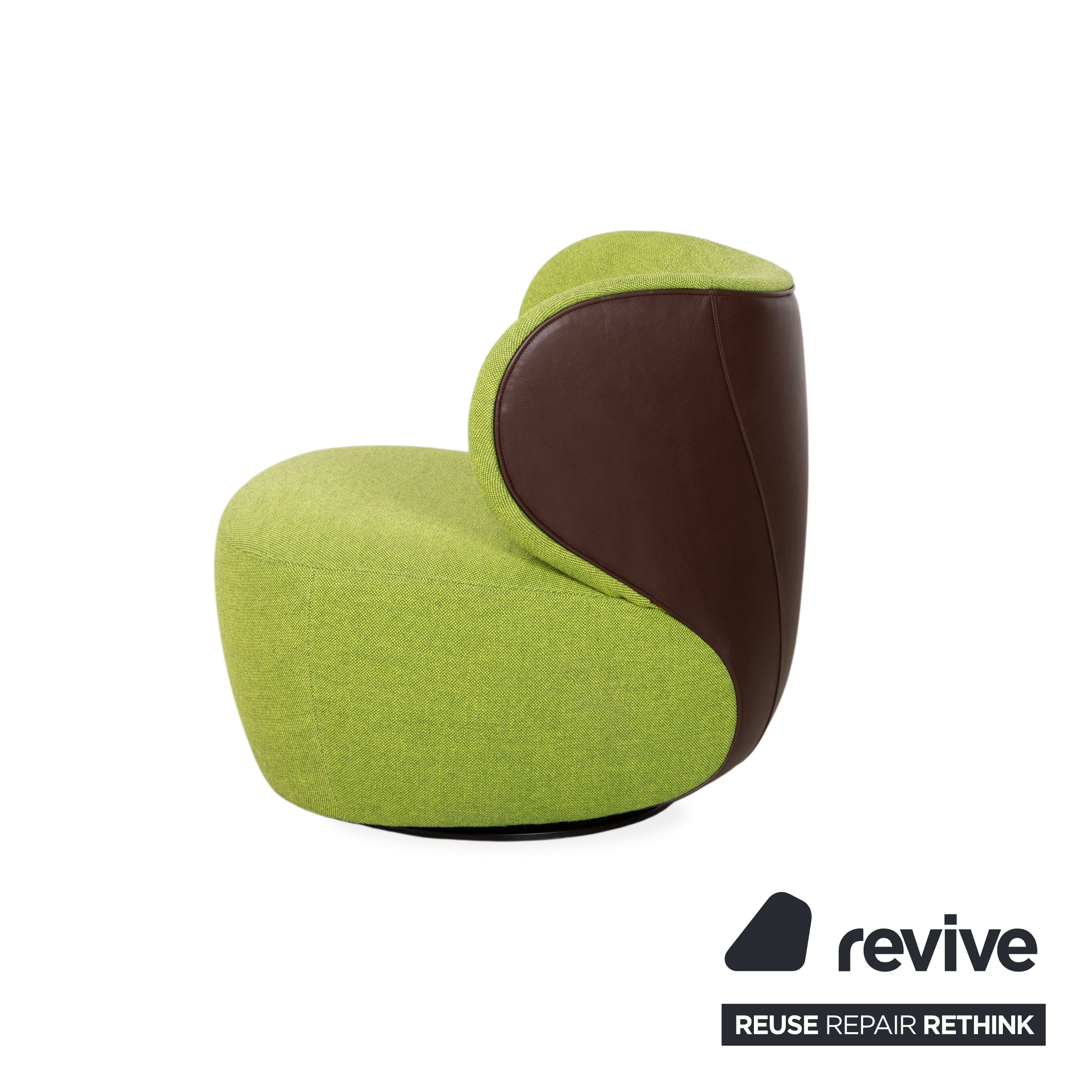 Fauteuil pivotant Walter Knoll Bao en tissu et cuir vert et marron