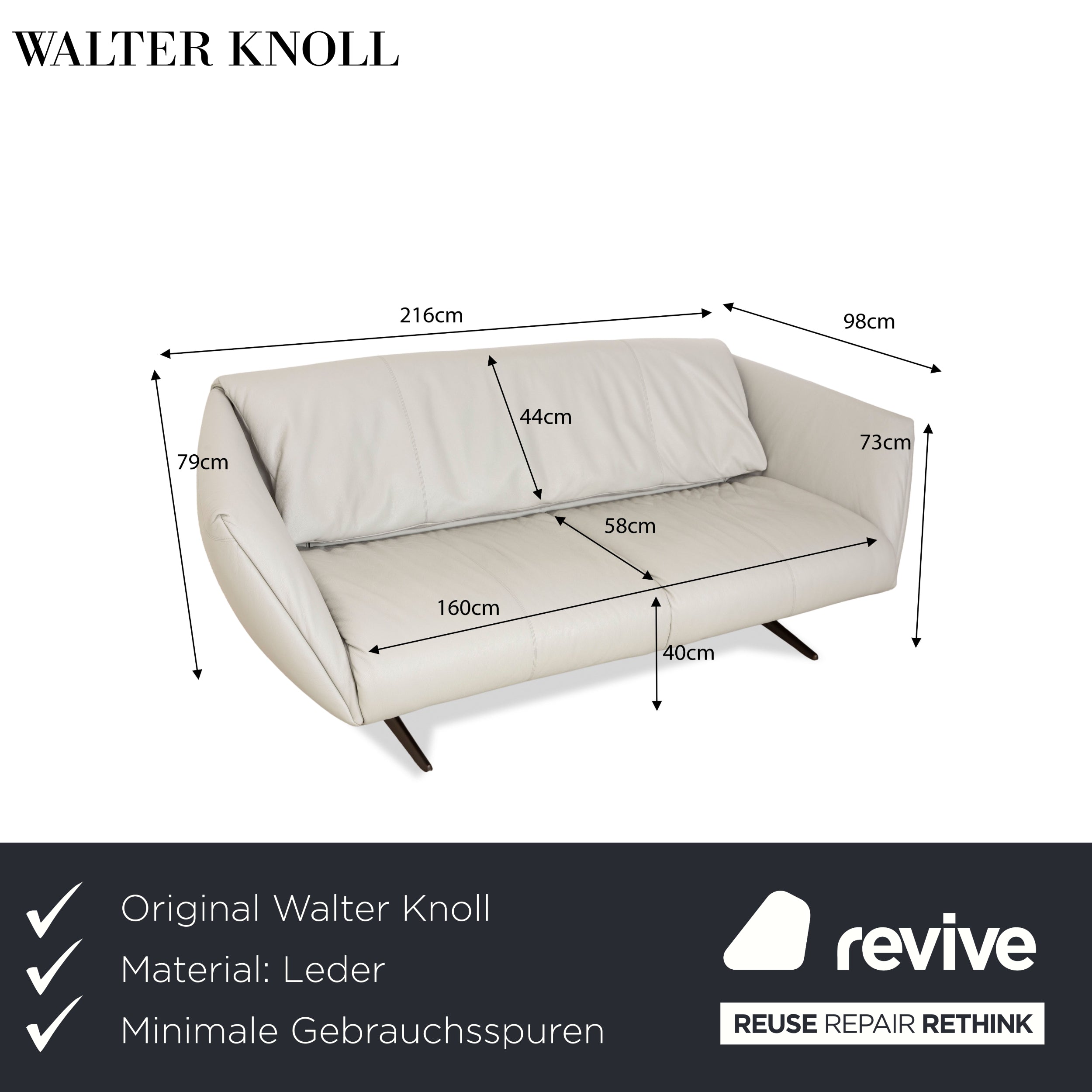 Canapé 3 places en cuir gris clair Walter Knoll Bundle