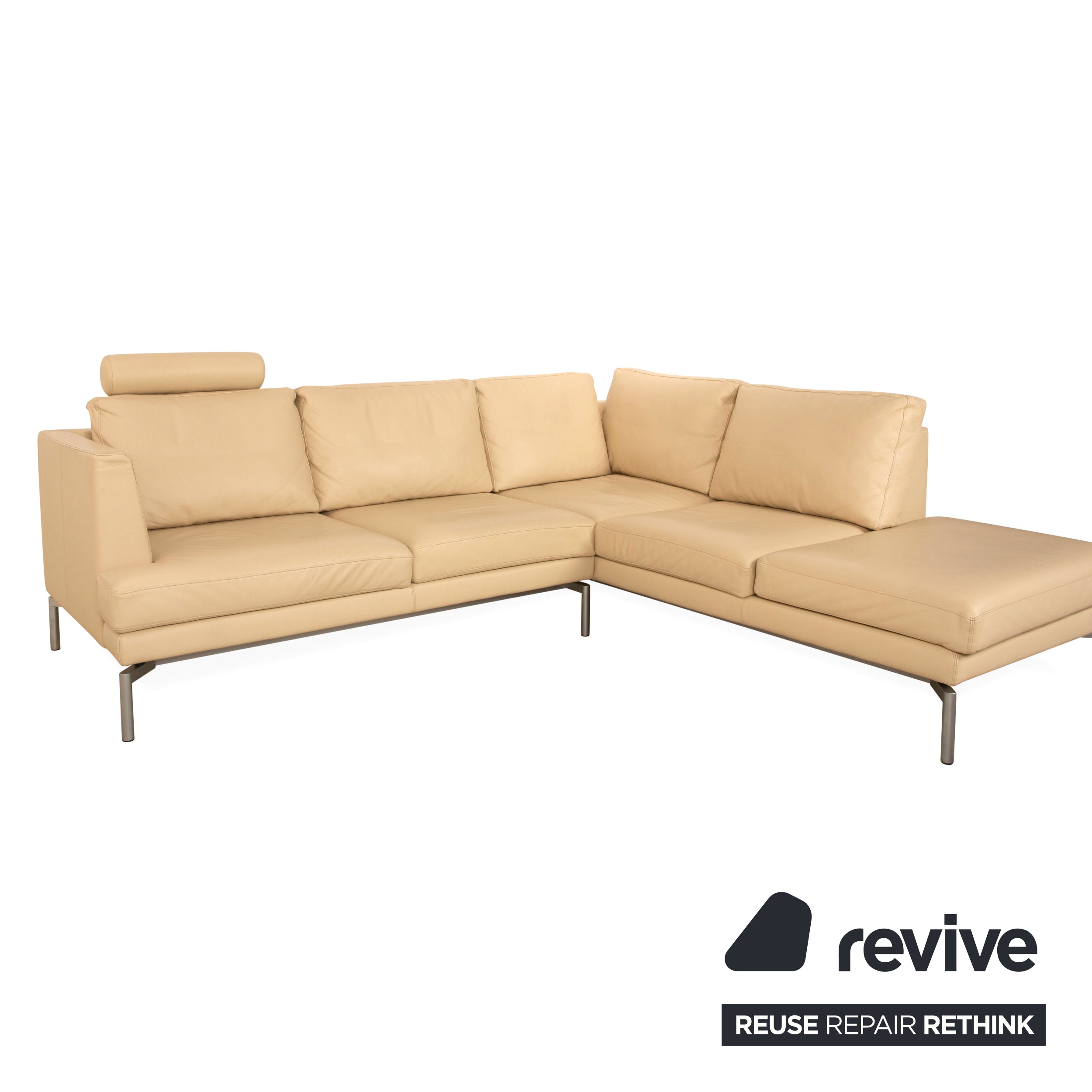 Walter Knoll Good Time Canapé d'angle en cuir Beige Crème Canapé