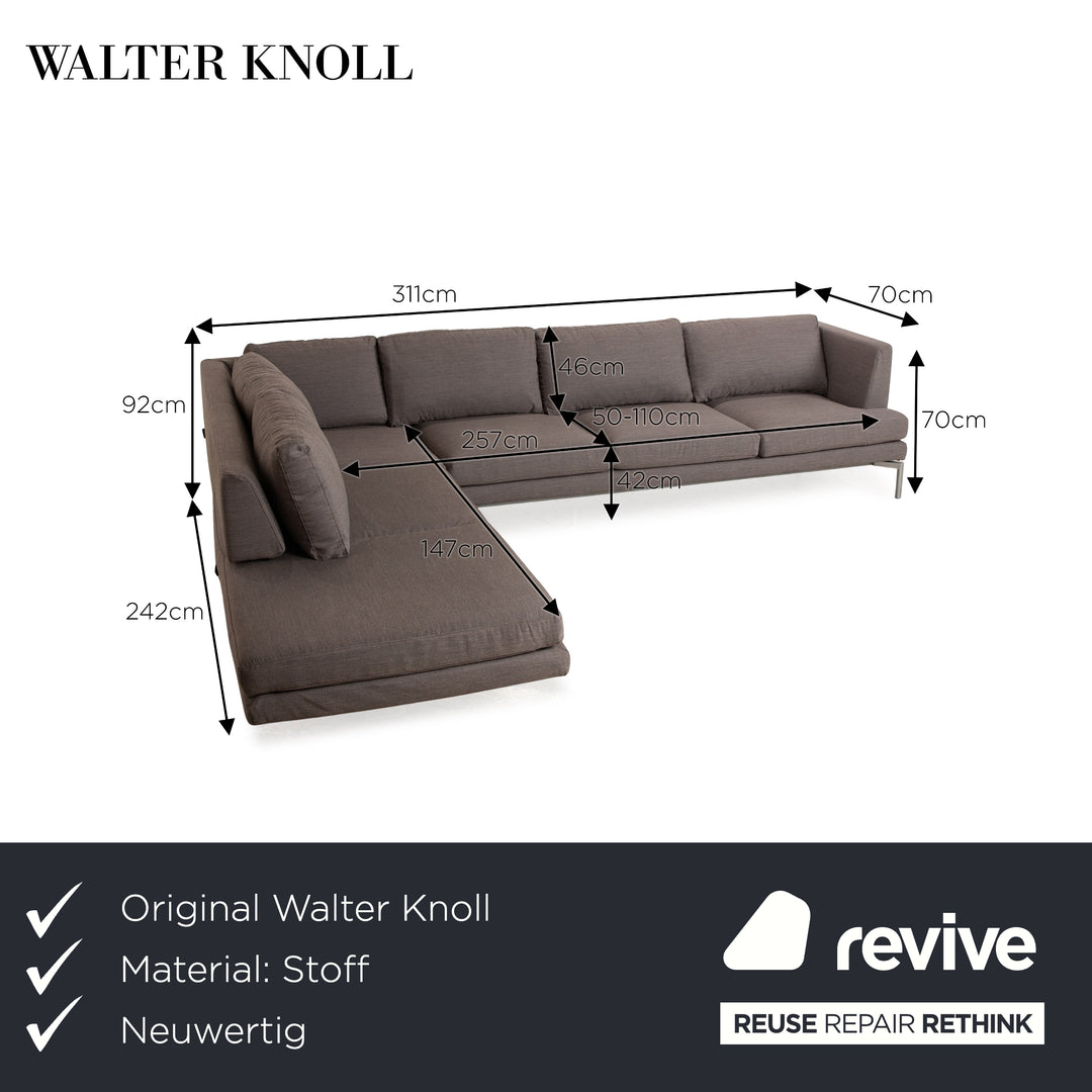 Walter Knoll Good Time Canapé d'angle en tissu Gris Canapé