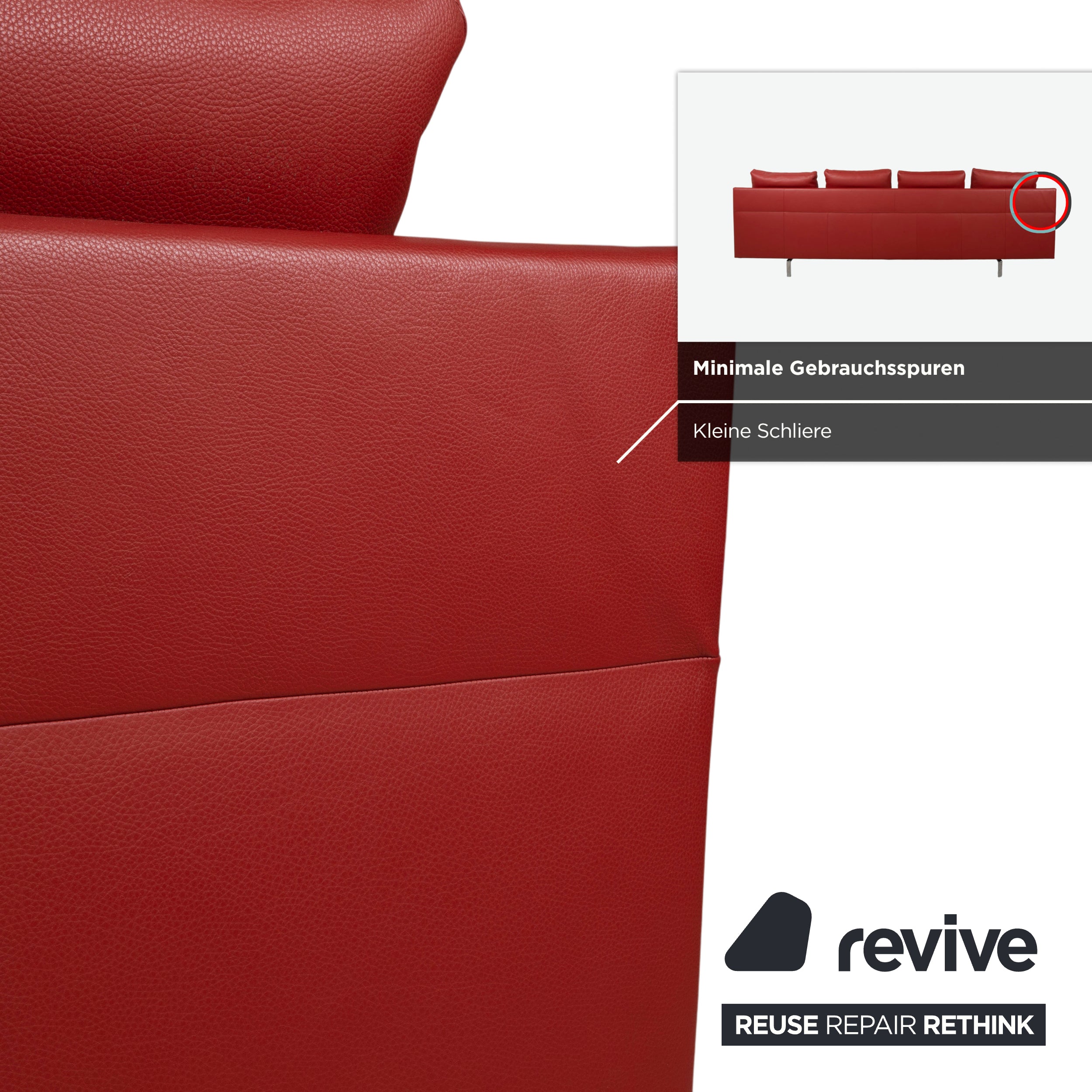 Walter Knoll Gordon Canapé quatre places en cuir rouge