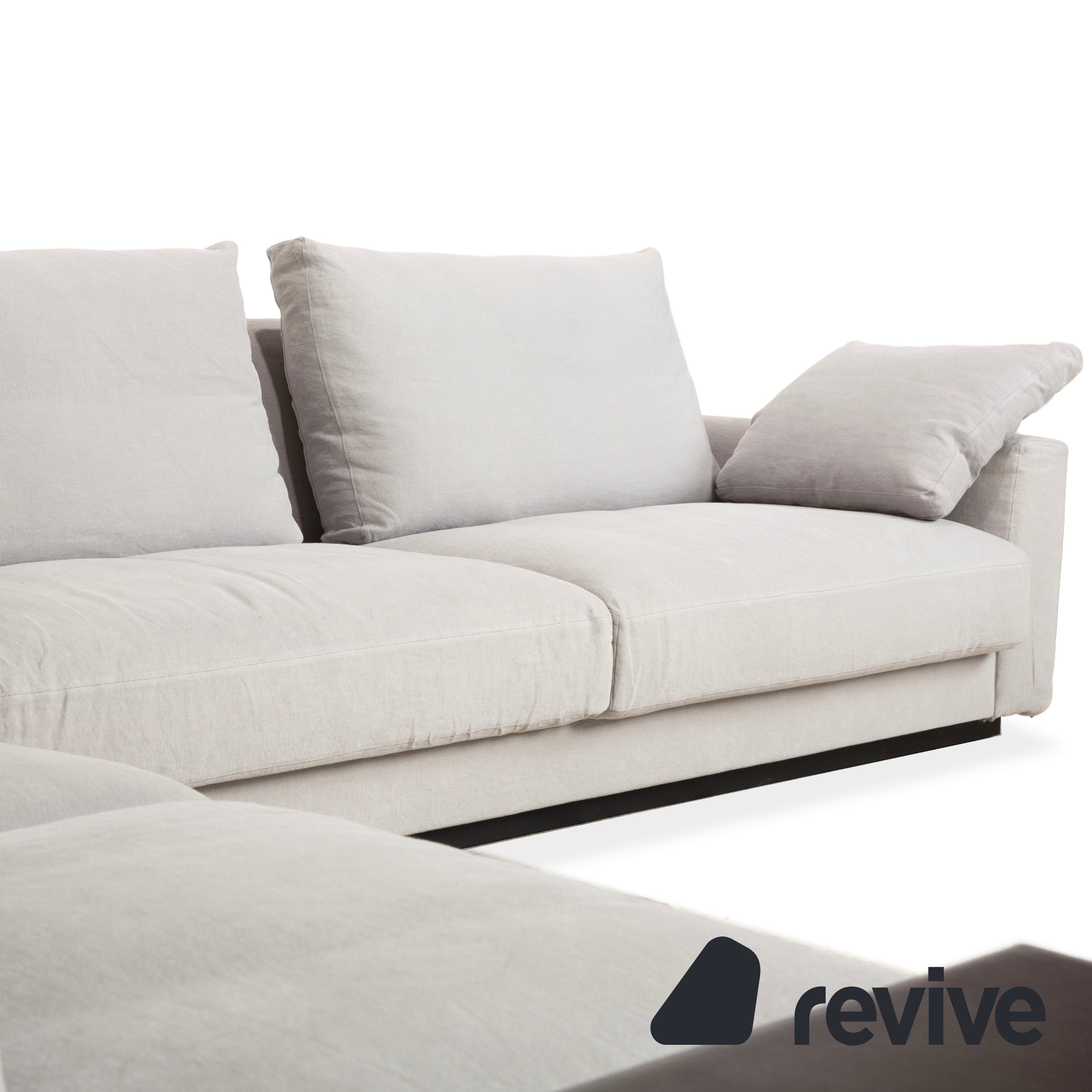 Canapé d'angle en tissu Walter Knoll Grand Suite gris clair avec rangement en cuir