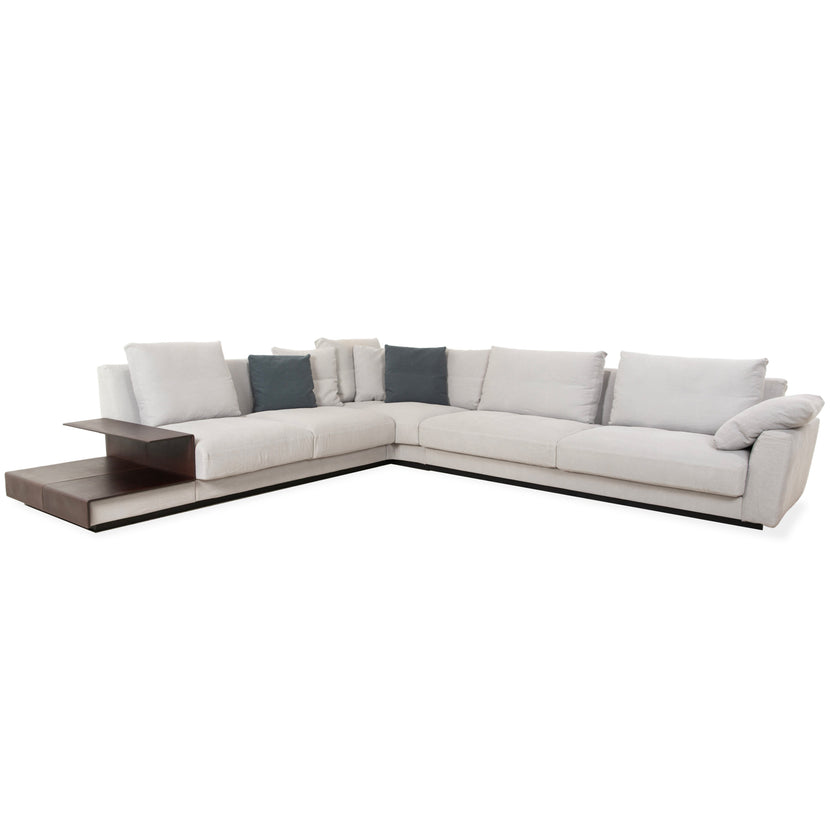 Canapé d'angle en tissu Walter Knoll Grand Suite gris clair avec rangement en cuir