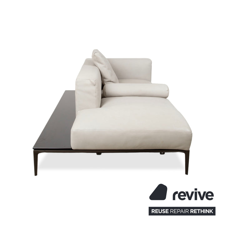 Canapé trois places Walter Knoll Jaan Living cuir gris crème
