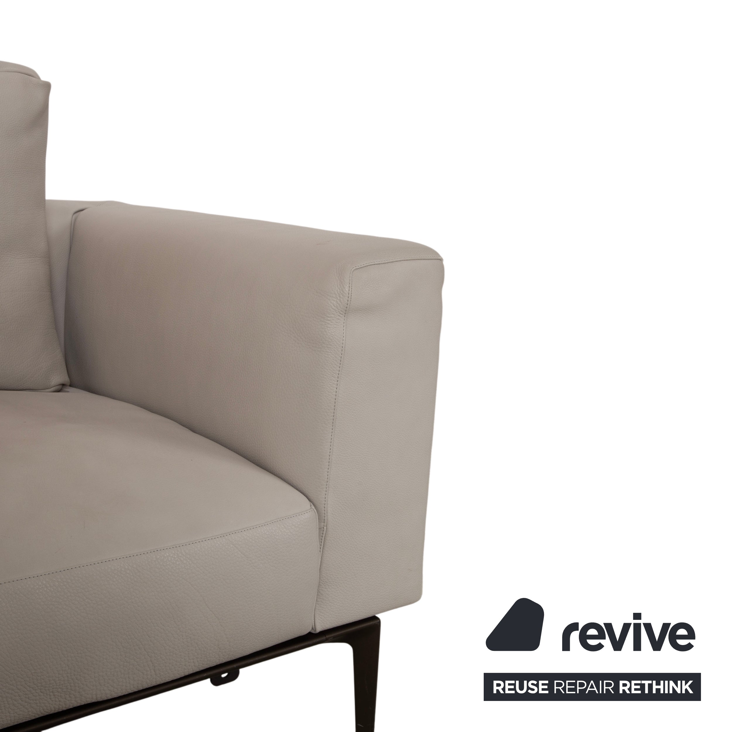 Walter Knoll Jaan Living Leather Two-Seater Gray Cream Sofa
