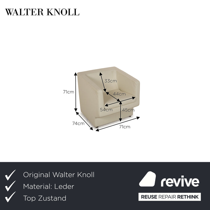 Fauteuil en cuir Walter Knoll crème
