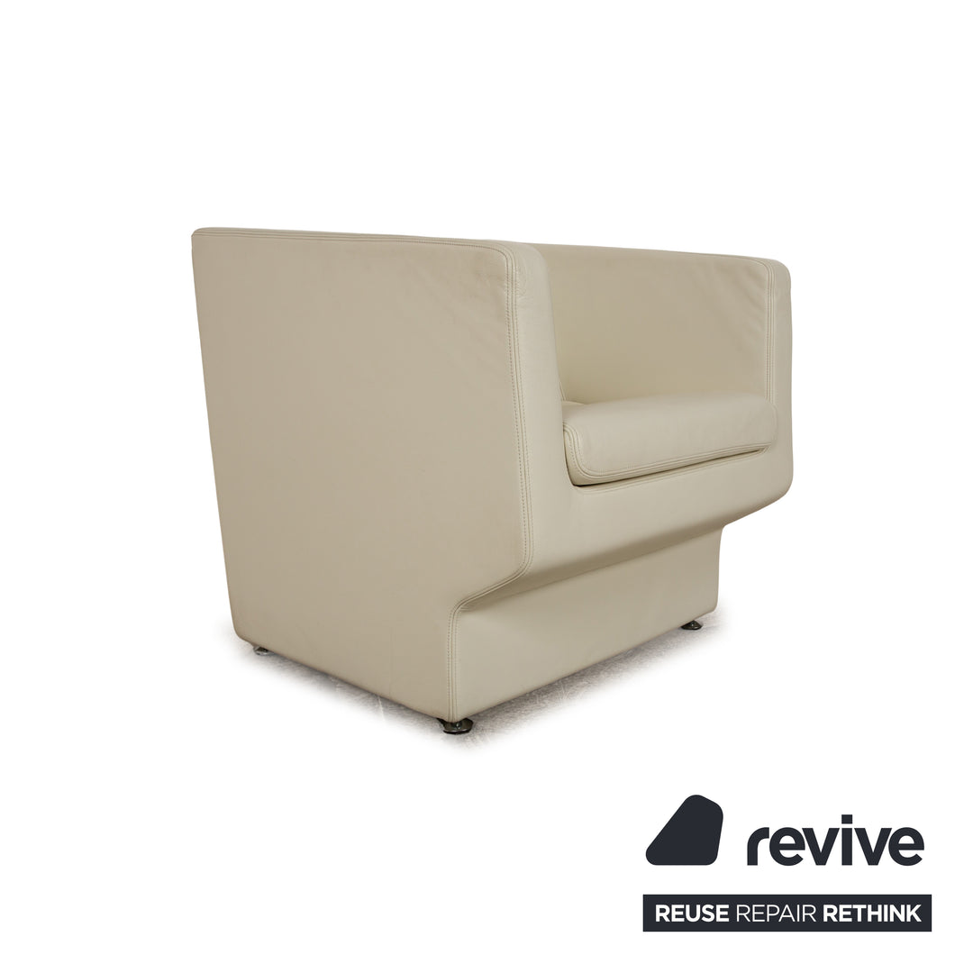 Fauteuil en cuir Walter Knoll crème