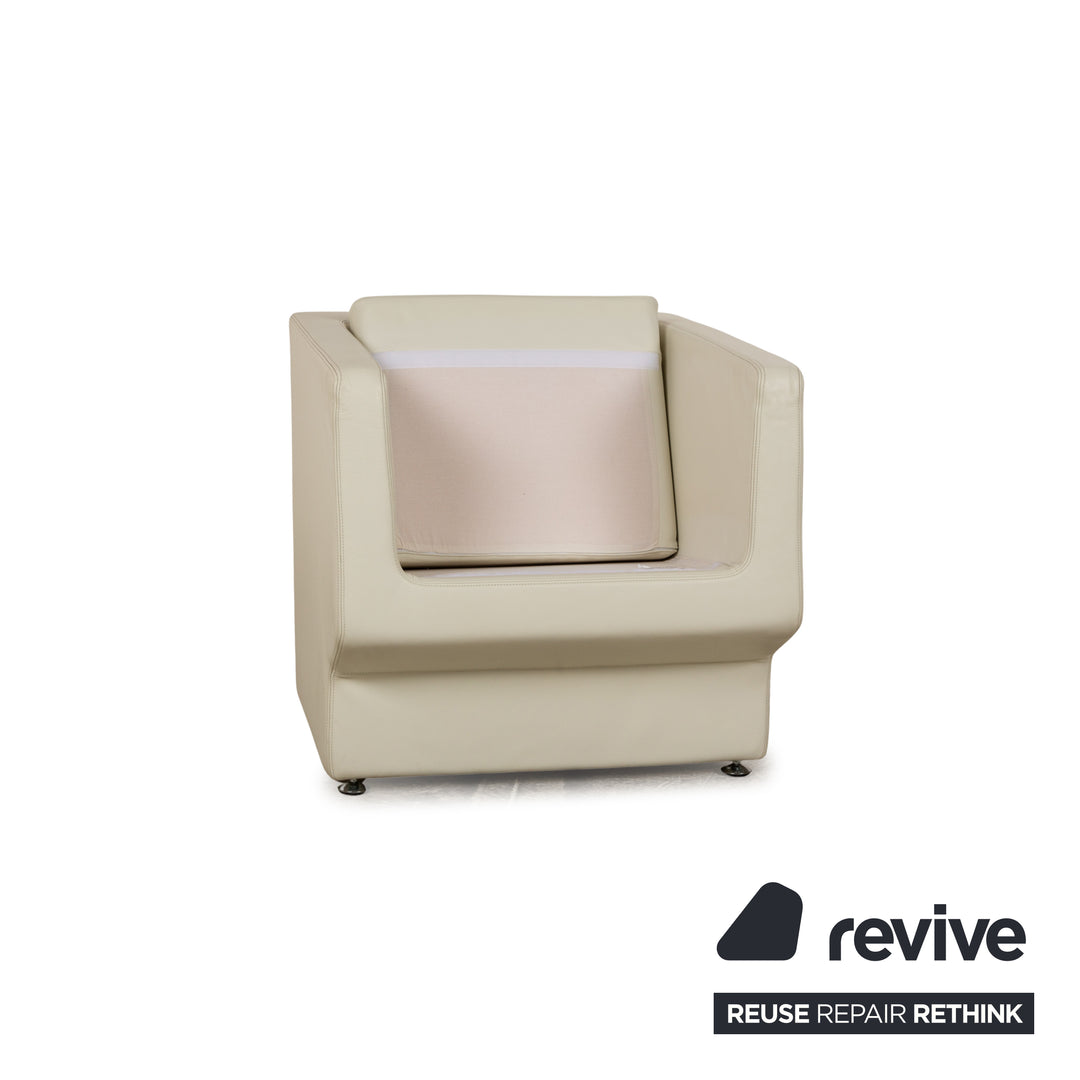 Fauteuil en cuir Walter Knoll crème
