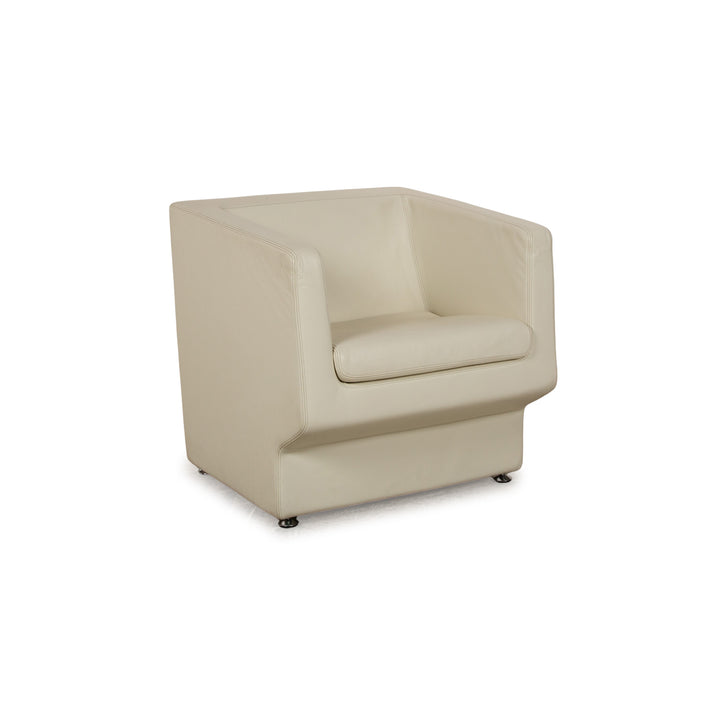 Fauteuil en cuir Walter Knoll crème