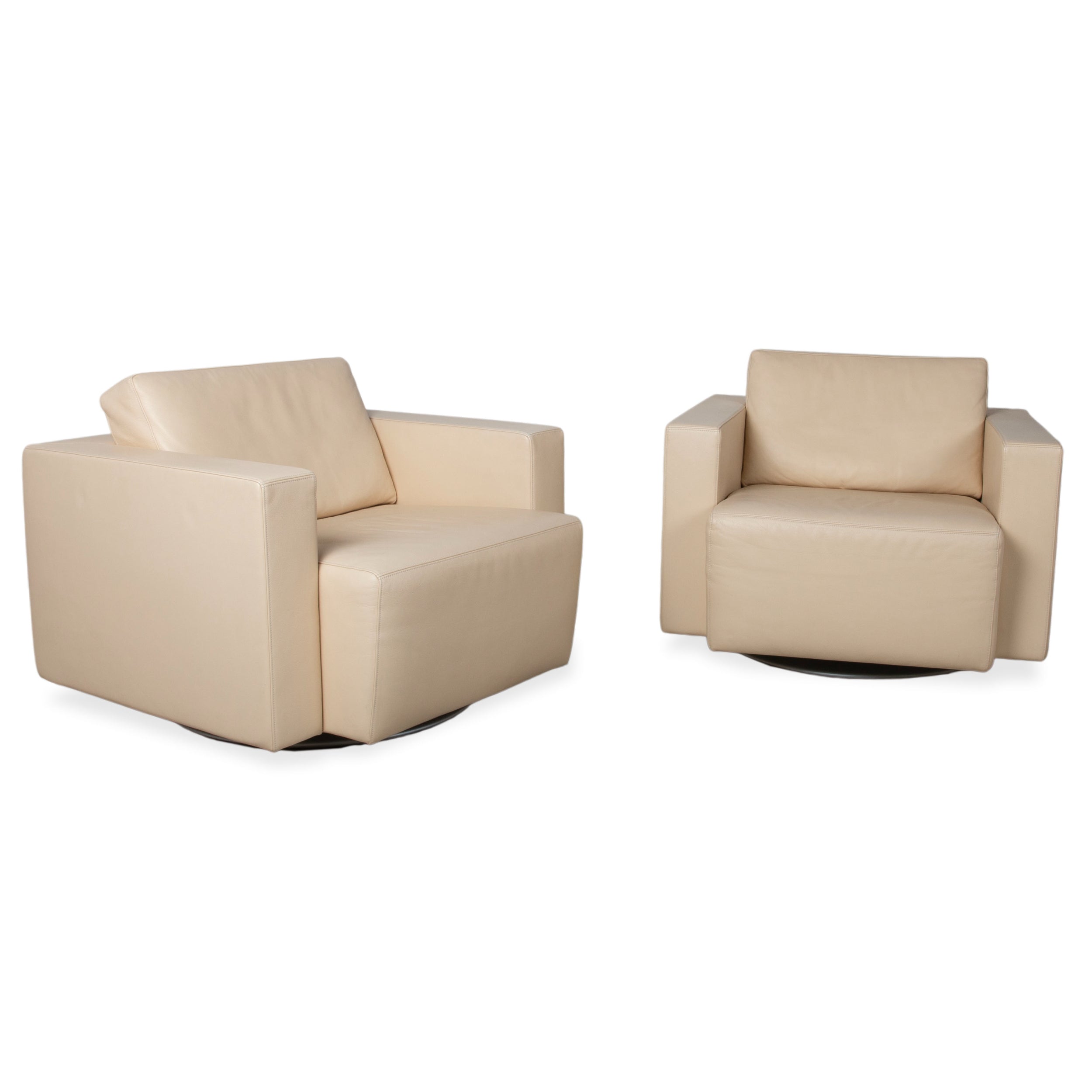 Fauteuil en cuir Walter Knoll Nelson, beige crème
