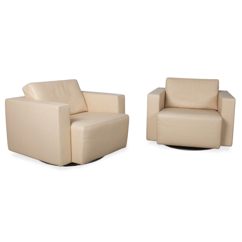 Fauteuil en cuir Walter Knoll Nelson, beige crème