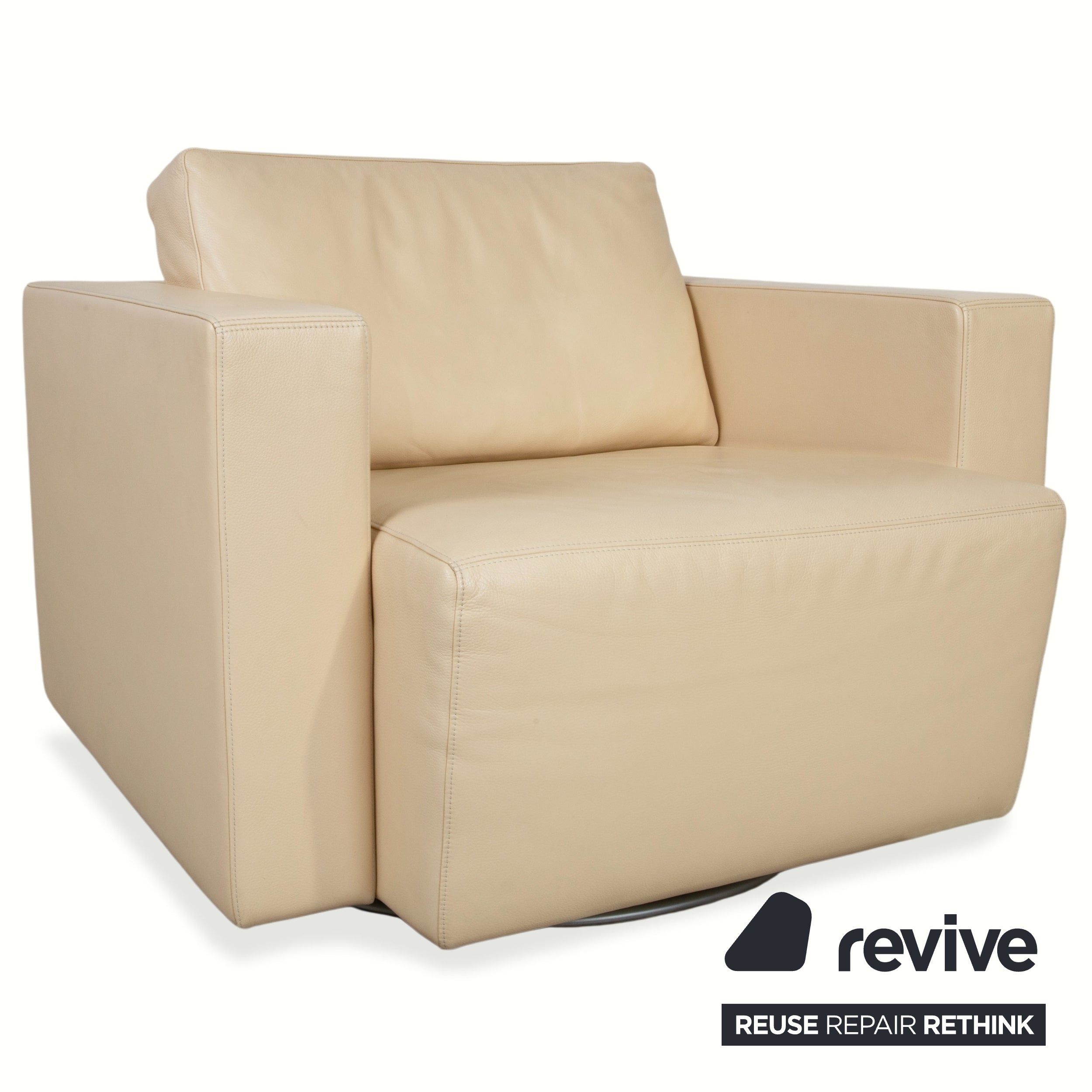 Fauteuil en cuir Walter Knoll Nelson, beige crème