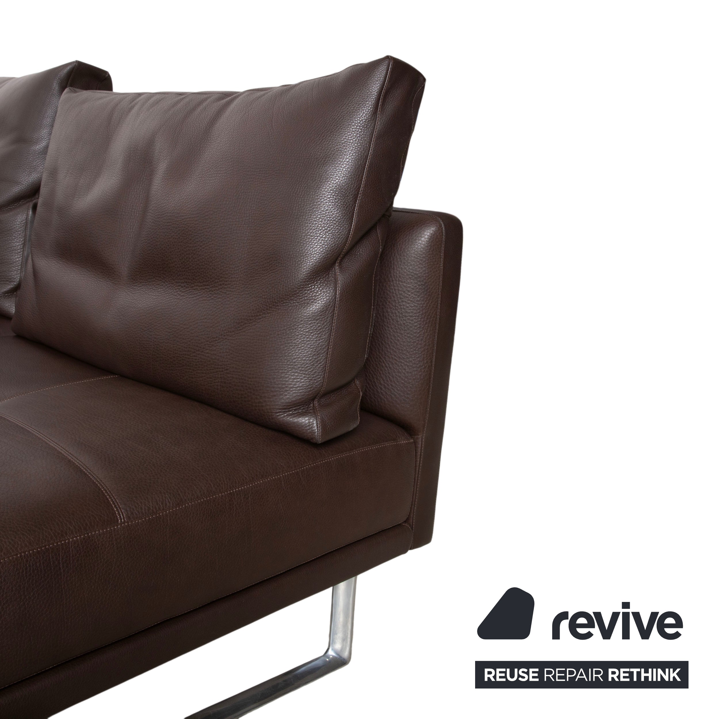 Canapé d'angle en cuir Walter Knoll Prime Time, marron, avec récamière à droite