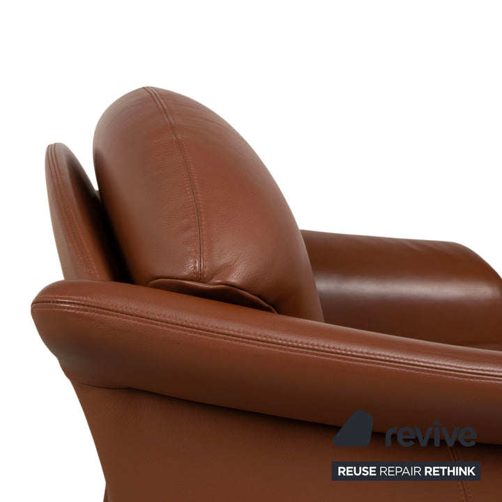 Fauteuil Walter Knoll Cuir Rouge-Brun Cognac Terre cuite