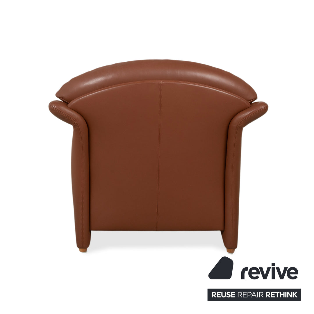 Fauteuil Walter Knoll Cuir Rouge-Brun Cognac Terre cuite