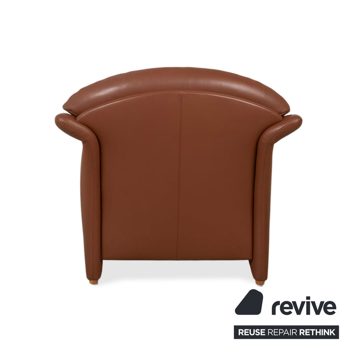Fauteuil Walter Knoll Cuir Rouge-Brun Cognac Terre cuite